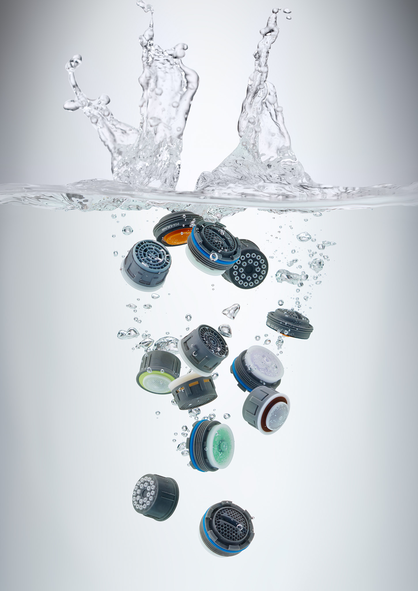 Neoperl Cascade, strålsamlare i silikon + hylsor + tätningar, 3,8-7 L /min - Bild 3