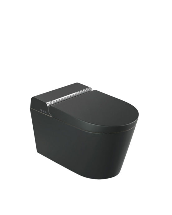 Novosan Hygea smart toalettstol. Färg: mattsvart. Produktnummer: HY01GLS01MBK
