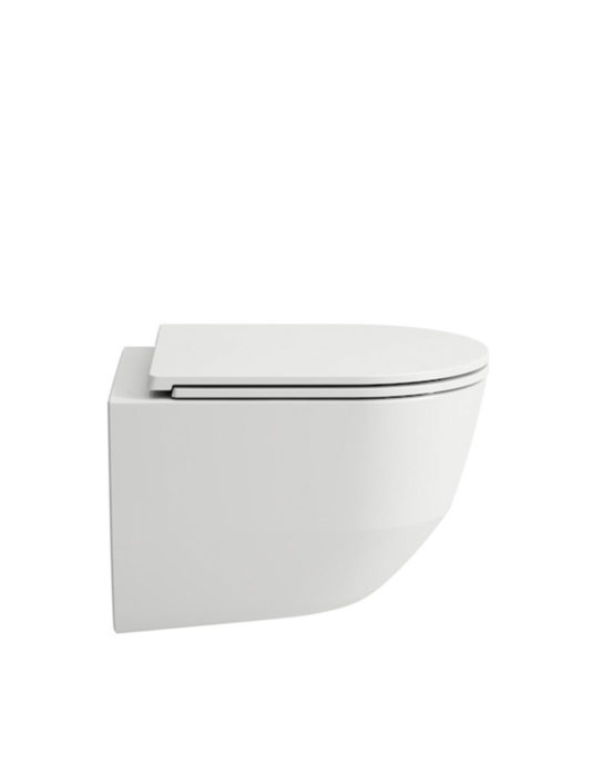 Novosans toalettstol Laufen Pro Compact sedd från sidan. Färg: vit. Produktnummer: 8209654000001.