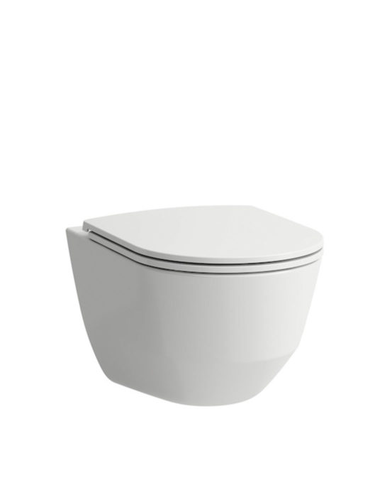 Novosans toalettstol Laufen Pro Compact sedd snett från sidan. Färg: vit. Produktnummer: 8209654000001.