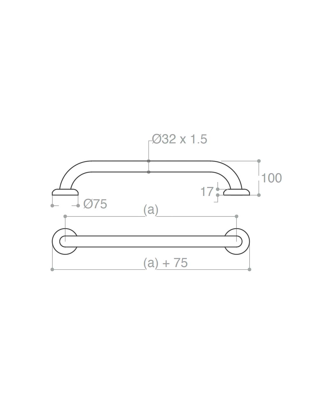 Stödhandtag Pito Classic, svart, längd: 60, 80, 90, 110 och 120 cm - Bild 7