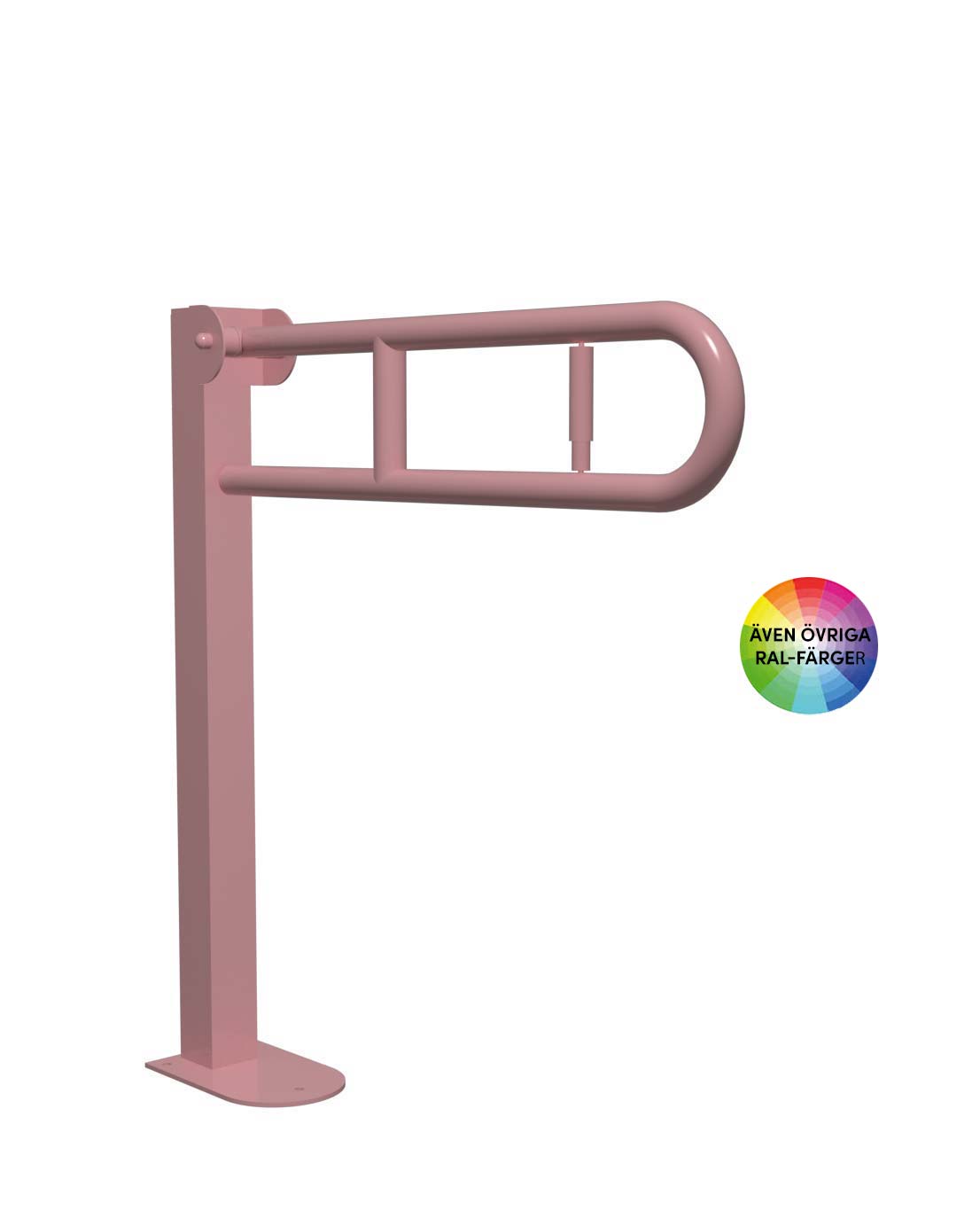 Armstöd Pito Classic med toapappershållare, rosa, 80x80 cm