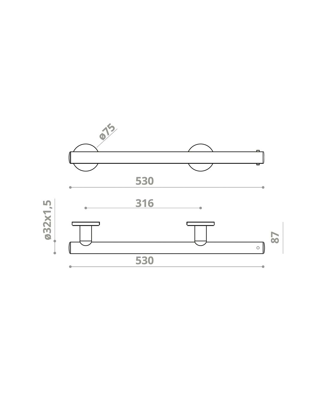 Stödhandtag Pito Deluxe med toalettpappershållare, INOX, svart, längder: 53, 63 cm - Bild 4
