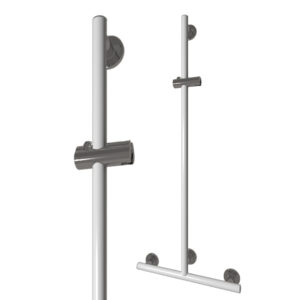 Novosan Pito Deluxe Duschstång med vågrätt stödhandtag. Färg: RAL9016, vit. Höjd 120 cm.