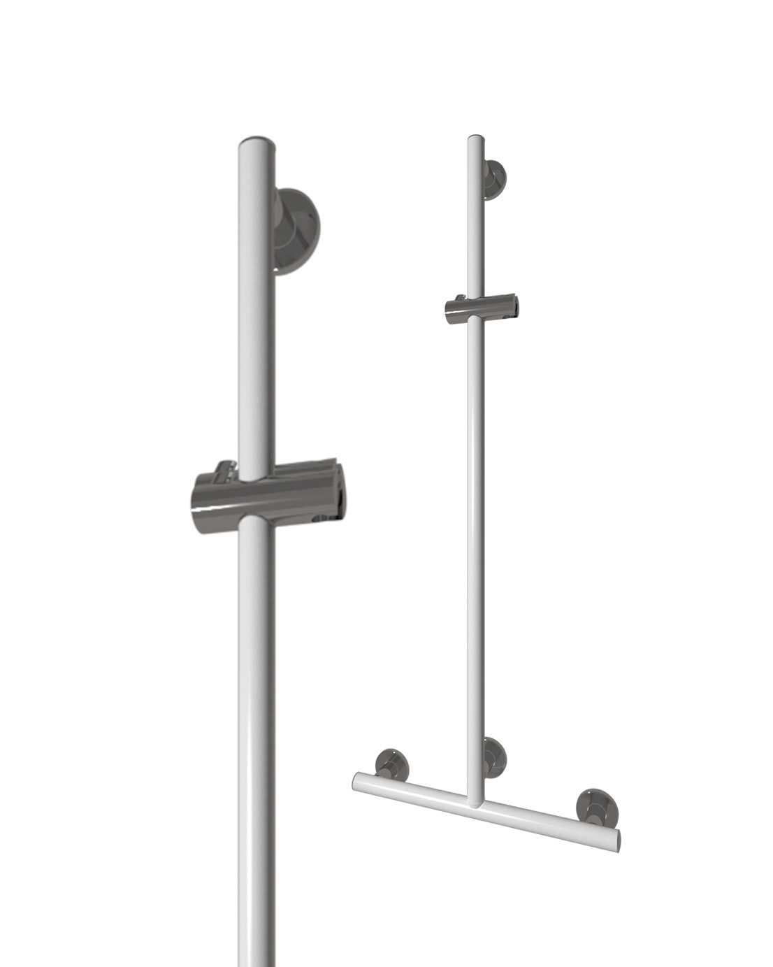 Novosan Pito Deluxe Duschstång med vågrätt stödhandtag. Färg: RAL9016, vit. Höjd 120 cm.